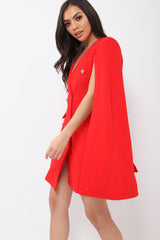 Red Cape Style Blazer Dress - Rosy