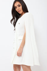 White Cape Style Blazer Dress - Rosy
