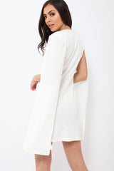 White Cape Style Blazer Dress - Rosy