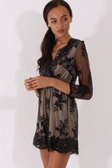 Black Mesh Layer Sequin Playsuit - Rowan