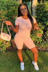 Lilac Ribbed Corset Unitard Playsuit - Delfina