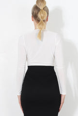 Roxie White V Neck Bodysuit