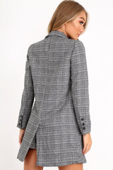 Black Tartan Double Button Coat - Royce