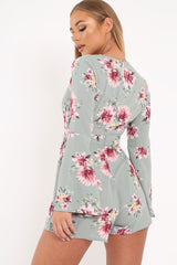Mint Floral Plunge Playsuit - Ruah