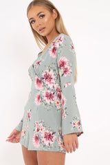 Mint Floral Plunge Playsuit - Ruah