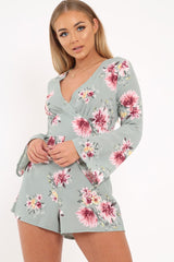 Mint Floral Plunge Playsuit - Ruah