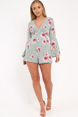 Mint Floral Plunge Playsuit - Ruah