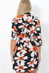 Fraul Black Floral Print Shirt Dress