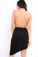 Gold Rectangle Chain Mail Halter Neck Crop Top - Rubie