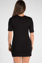 Black Lace Up Wild Souls Graphic T-Shirt Dress - Ruby