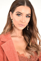 Gold Black Lion Detail Square Earrings - Tianah