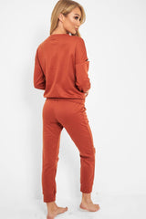 Rust Ripped Knee Cut Out Loungewear Set - Demmi