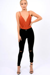 Rust Cross Front Bodysuit - Tarren