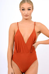 Rust Cross Front Bodysuit - Tarren