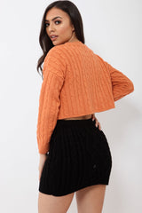 Rust Cable Knit Cropped Jumper - Georgie
