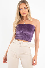 Purple Velvet Ruched Bandeau - Yitty