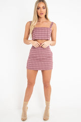 Pink Checked Crop Top - Bianka