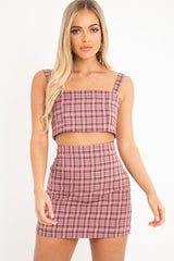 Pink Checked Crop Top - Bianka