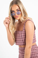 Pink Checked Crop Top - Bianka