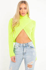 Neon Yellow Roll Neck Knit Jumper - Nickole