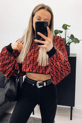 Rust Repeat Print Crop Jumper - Ryhanna