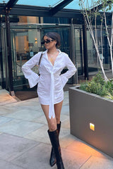 White Plunge Knot Detail Shirt Dress - Marlie