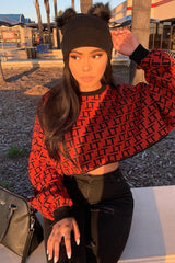 Rust Repeat Print Crop Jumper - Ryhanna