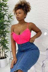 Pink Lace Hook Front Bodysuit - Sabrina