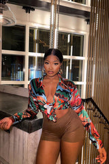 Multi Abstract Print Satin Shirt - Sabella