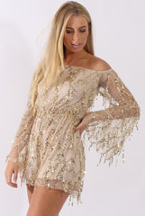 Gold Sequin Bardot Playsuit - Sadira