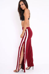 Wine Side Popper White Stripe Trousers - Sady