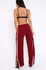 Wine Side Popper White Stripe Trousers - Sady