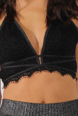 Black Lace Strappy Back Bralet - Saffy
