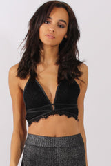Black Lace Strappy Back Bralet - Saffy