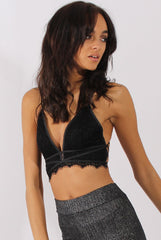Black Lace Strappy Back Bralet - Saffy