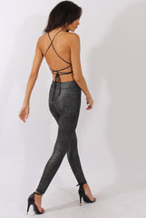 Black Lace Strappy Back Bralet - Saffy