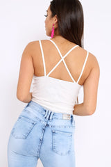White Cross Over Cut Out Bodysuit - Safia