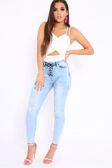 White Cross Over Cut Out Bodysuit - Safia
