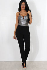 Sage Black Sequin Jumpsuit