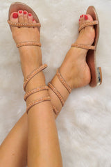 Rose Gold Spaghetti Pearl Sandals - Saidy