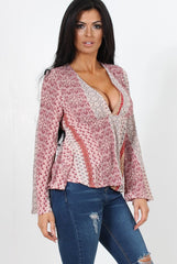Salina Red Paisley Bell Sleeve Top