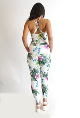 Sam White Floral Strappy Back Jumpsuit