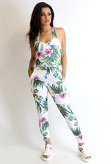 Sam White Floral Strappy Back Jumpsuit