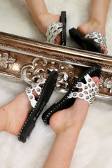 White Studded Open Toe Sandals - Samani