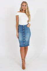 Light Blue Denim Midi Skirt - Samantha