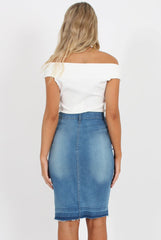 Light Blue Denim Midi Skirt - Samantha