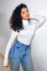 White Roll Neck Slim Fit Knitted Jumper - Georgie