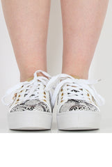 White Snakeskin Platform Pumps - Samira