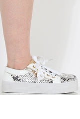 White Snakeskin Platform Pumps - Samira