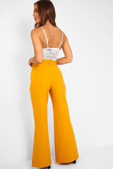 Mustard Tailored Wide Leg Belted Trousers - Chenelle